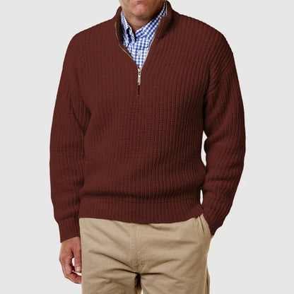 Men's Casual Long Sleeve Quarter-Zip Knitted Sweater