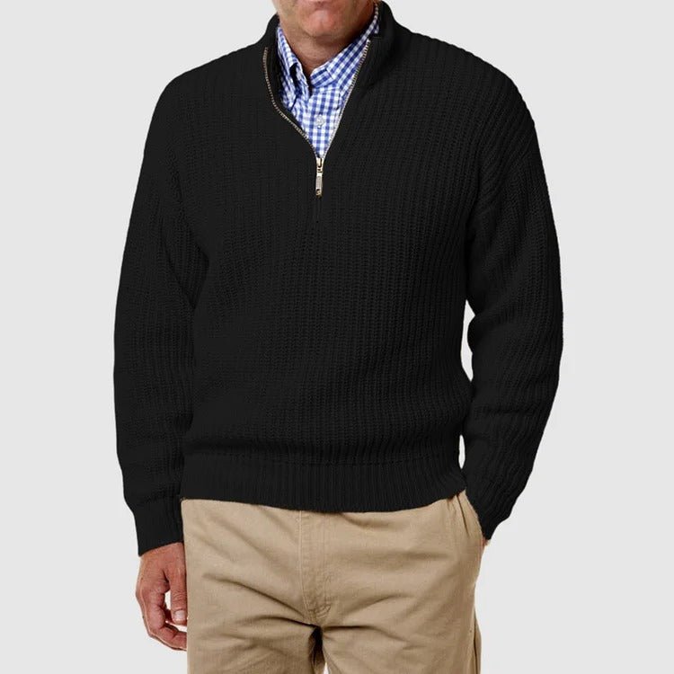Men's Casual Long Sleeve Quarter-Zip Knitted Sweater