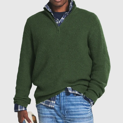 Men's Casual Ribbed Half-Zip Sweater