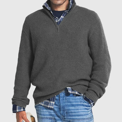 Men's Casual Ribbed Half-Zip Sweater