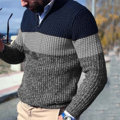 Men's Quarter-Zip Rib-Knit Jumper Modern