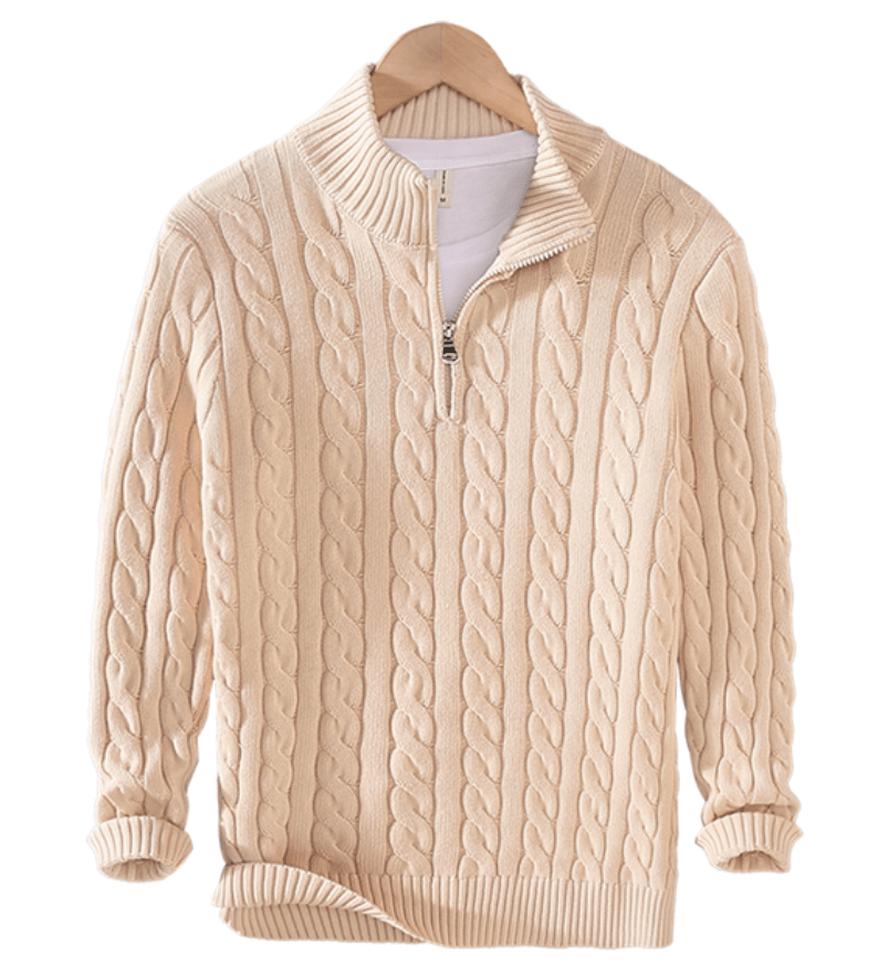 Men's Cable Knit Jumper with Zip