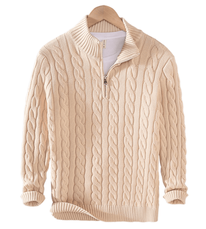 Men's Cable Knit Jumper with Zip