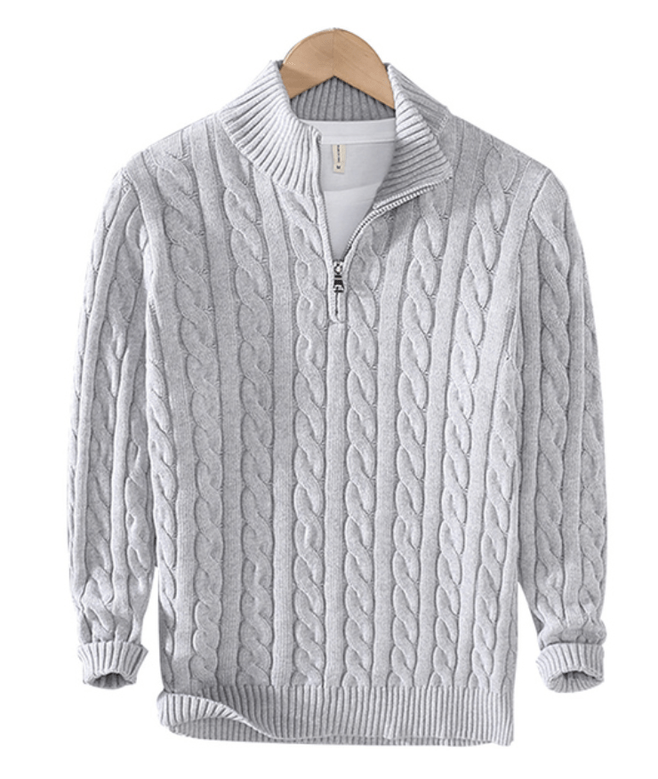 Men's Cable Knit Jumper with Zip