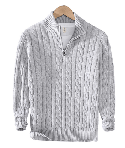 Men's Cable Knit Jumper with Zip