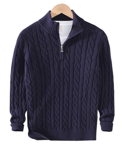 Men's Cable Knit Jumper with Zip
