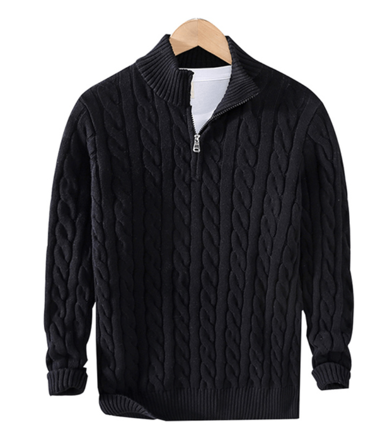 Men's Cable Knit Jumper with Zip