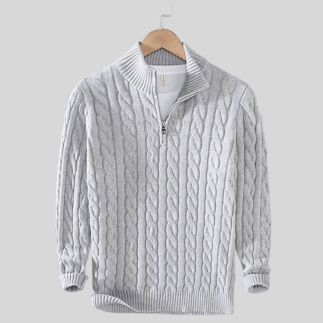 Men's Quarter-Zip Cable Knit Sweater