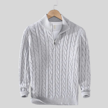 Men's Quarter-Zip Cable Knit Sweater