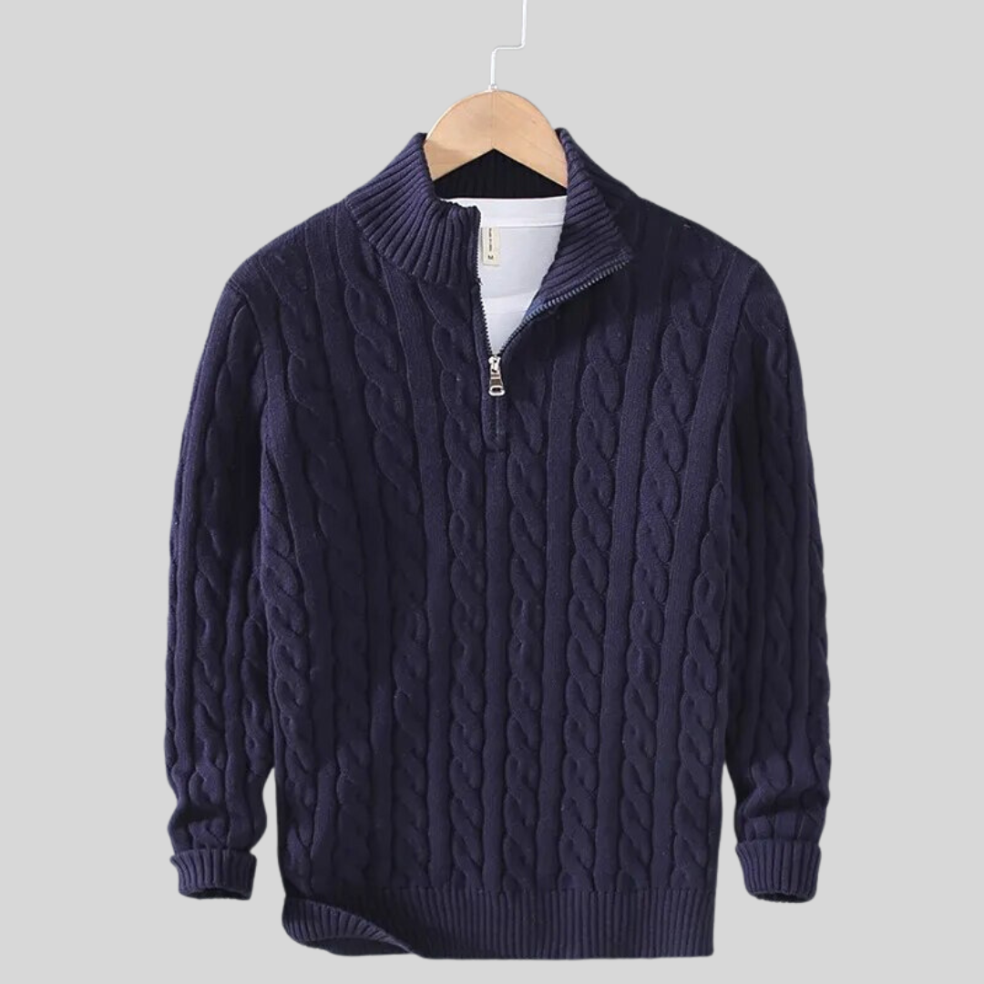 Men's Quarter-Zip Cable Knit Sweater