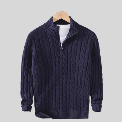 Men's Quarter-Zip Cable Knit Sweater