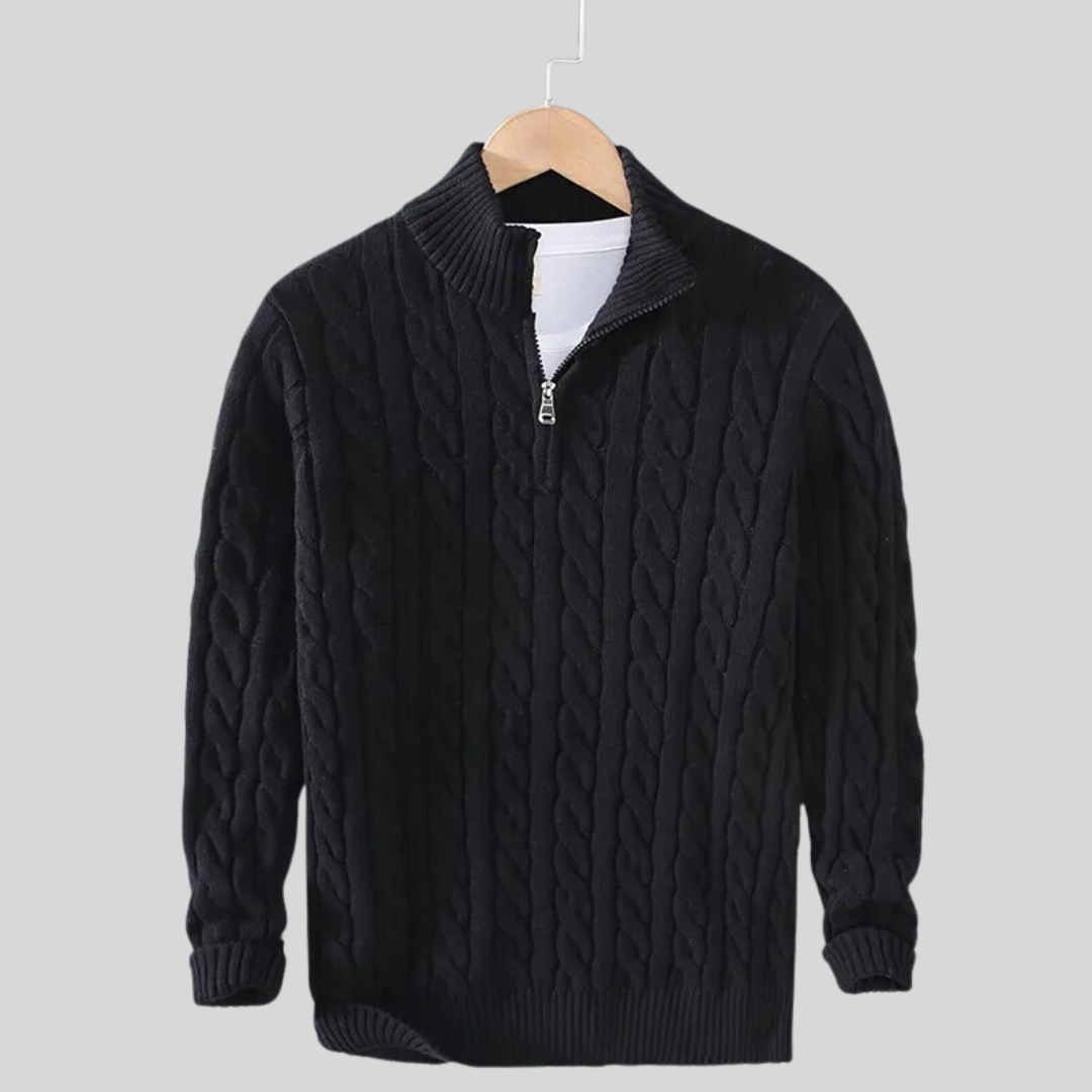 Men's Quarter-Zip Cable Knit Sweater