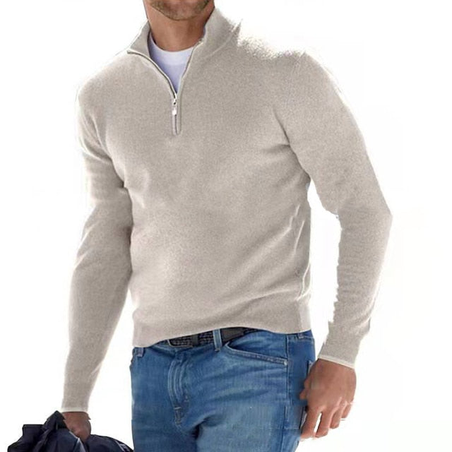 Men's Half-Zip Jumper Comfortable Long-Sleeved