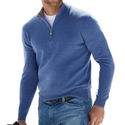 Men's Long Sleeve Knitted Jumper with Zip