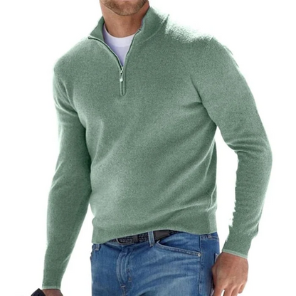 Men's Long Sleeve Knitted Jumper with Zip