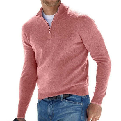 Men's Long Sleeve Knitted Jumper with Zip