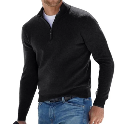 Men's Long Sleeve Knitted Jumper with Zip