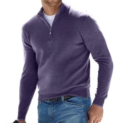 Men's Long Sleeve Knitted Jumper with Zip
