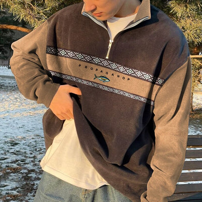 Men's Casual Oversized Quarter-Zip Sweatshirt