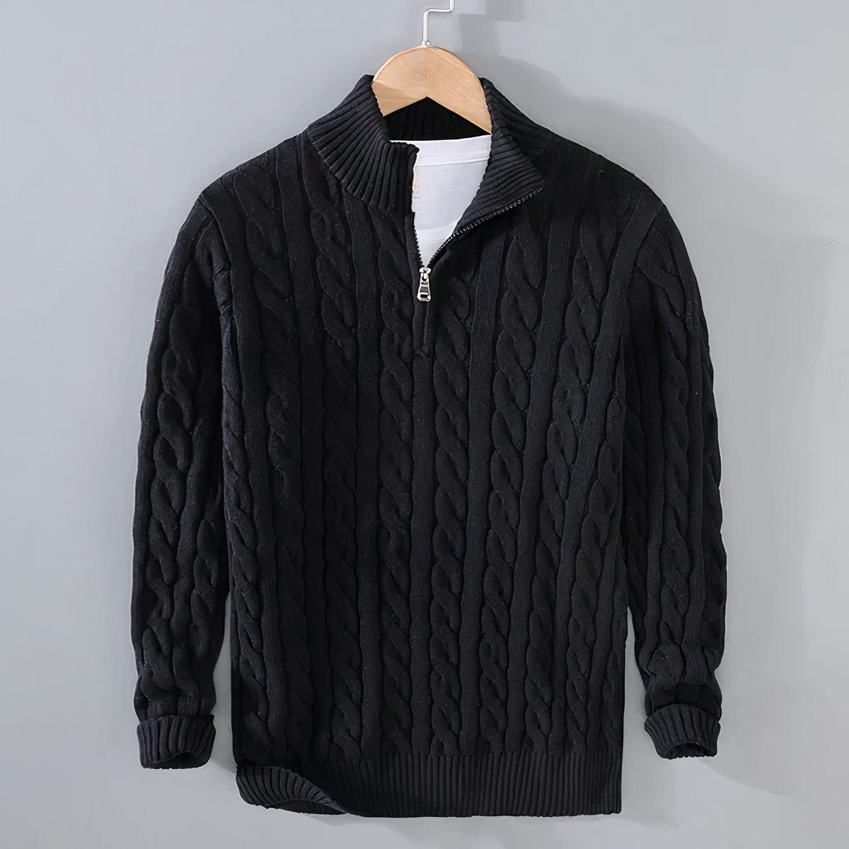 Men's Cable Knit Long Sleeve Sweater