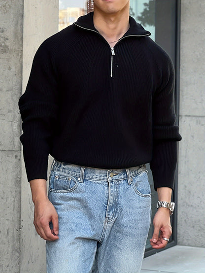 Men's Long-Sleeve Warm Half-Zip Sweater