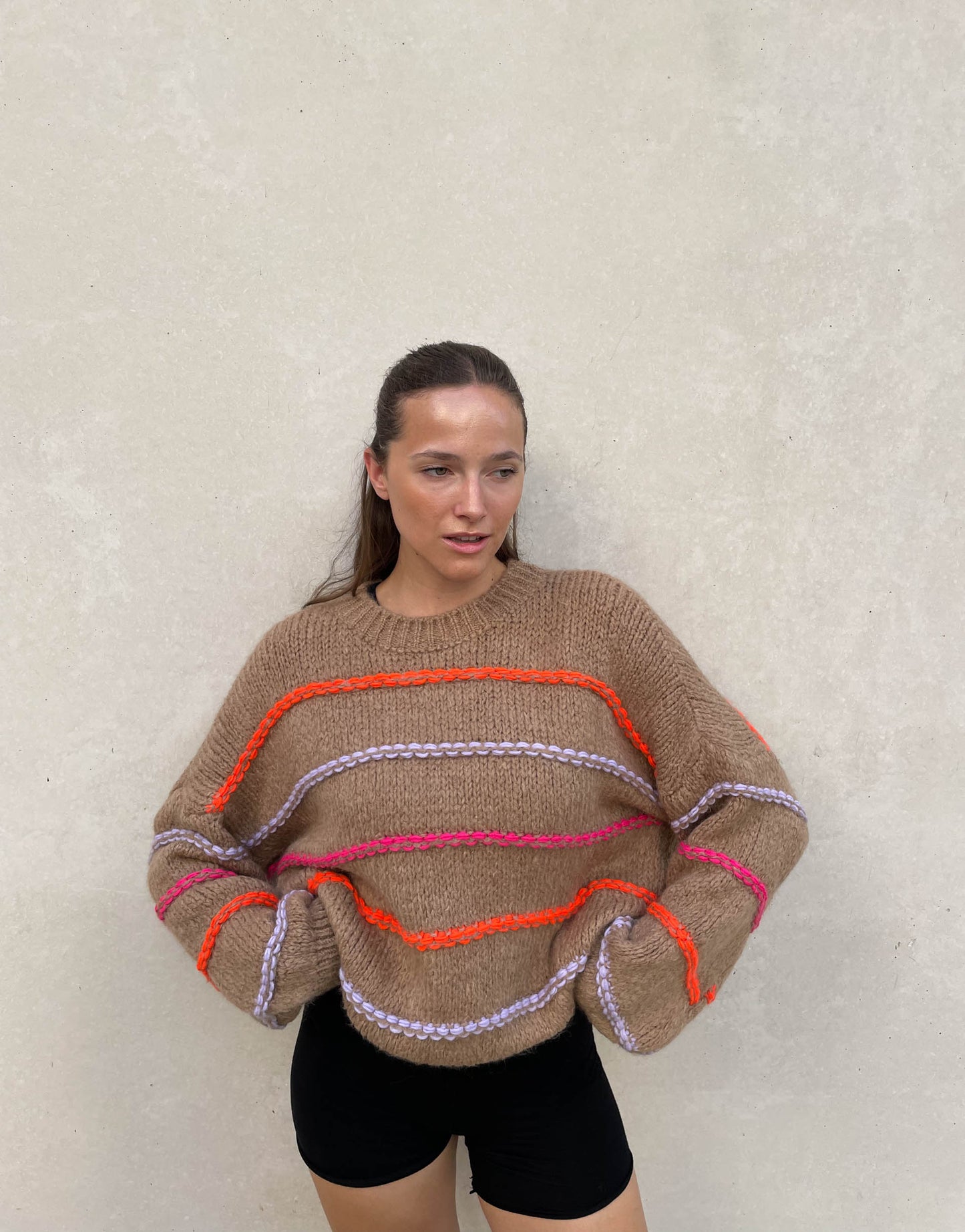 Große Oversized Pullover Neon Nähte - IdealeKleiden