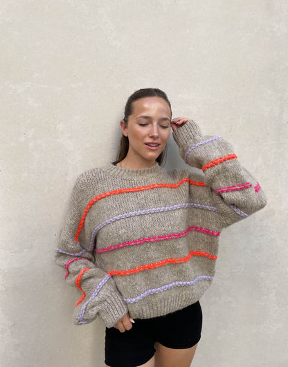 Large Oversized Sweaters Neon Stitching