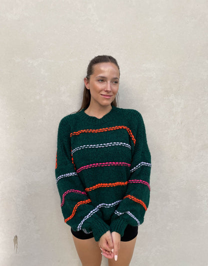 Large Oversized Sweaters Neon Stitching
