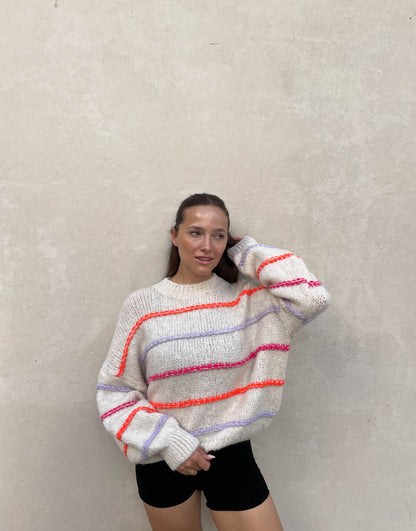 Large Oversized Sweaters Neon Stitching