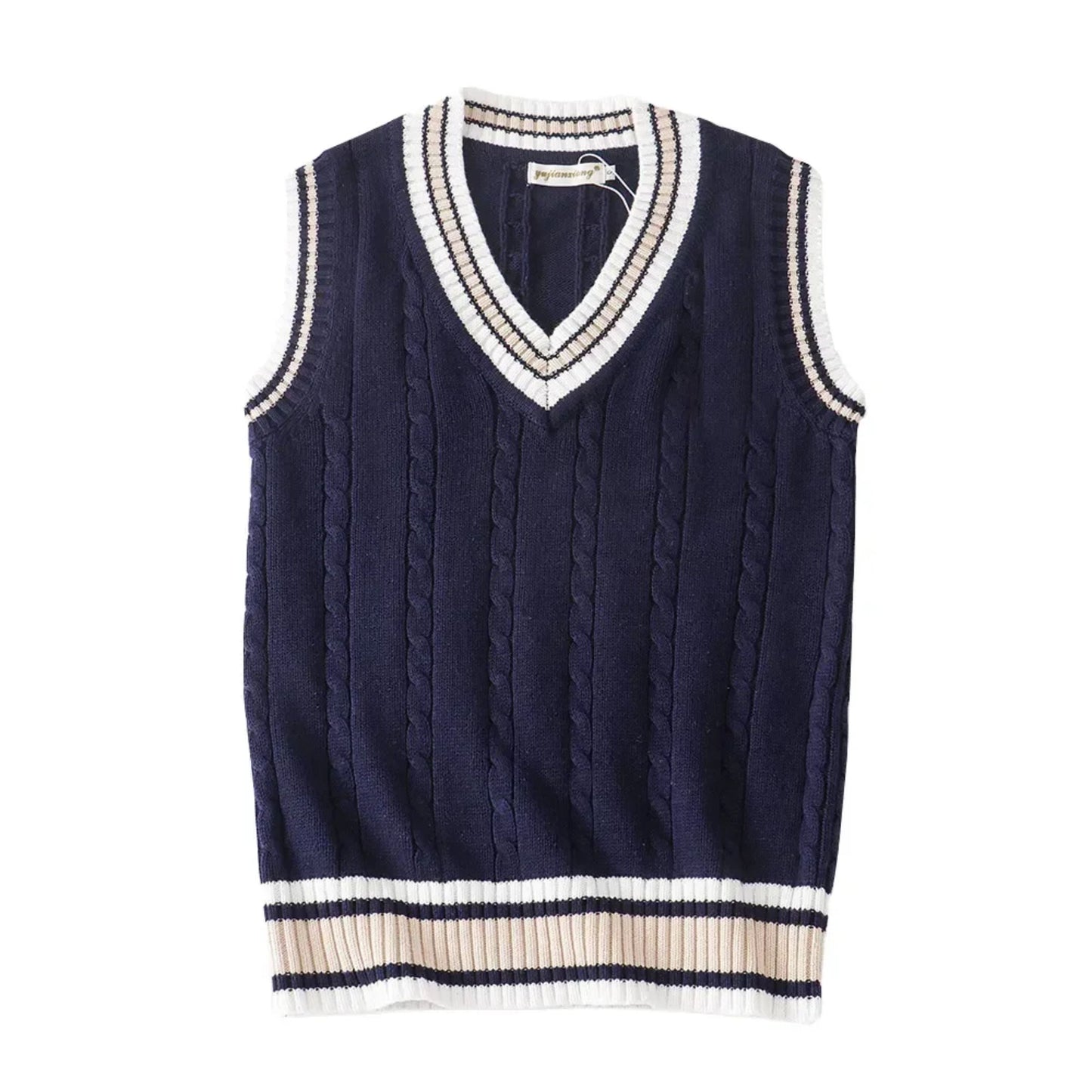 Men's Knitted Sleeveless V-Neck Pullover