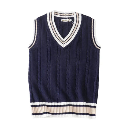 Men's Knitted Sleeveless V-Neck Pullover