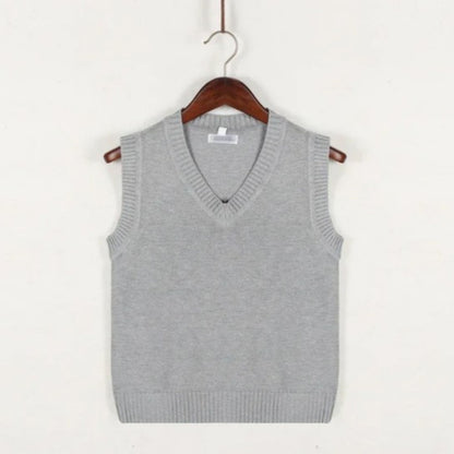 Men's Knitted Sleeveless V-Neck Pullover
