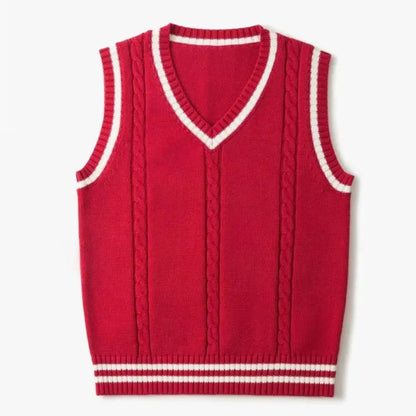 Men's Knitted Sleeveless V-Neck Pullover