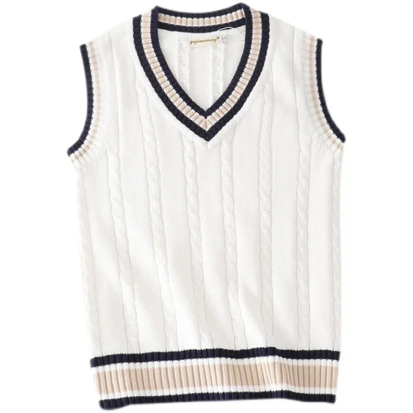 Men's Knitted Sleeveless V-Neck Pullover