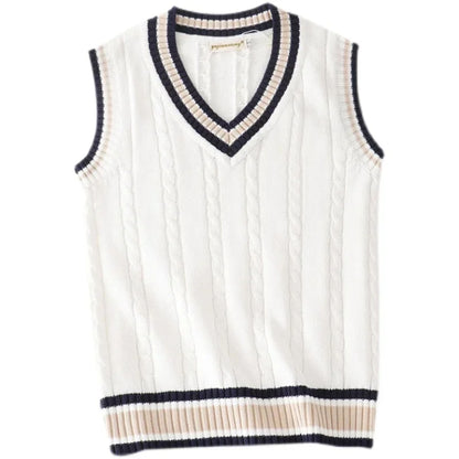Men's Knitted Sleeveless V-Neck Pullover