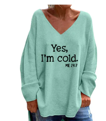 Women's Oversized V-Neck Pattern Sweater