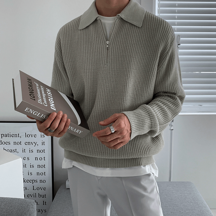 Men's Half-Zip Sweater Modern Style