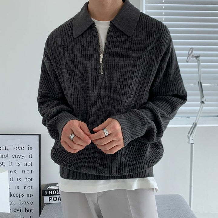 Herren Pullover Halbzipper Modern Style - IdealeKleiden