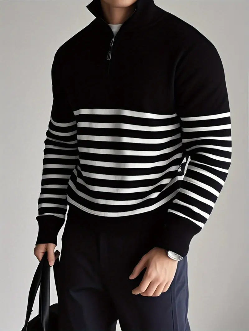 Herren Strickpullover Gestreift Sportlich - IdealeKleiden