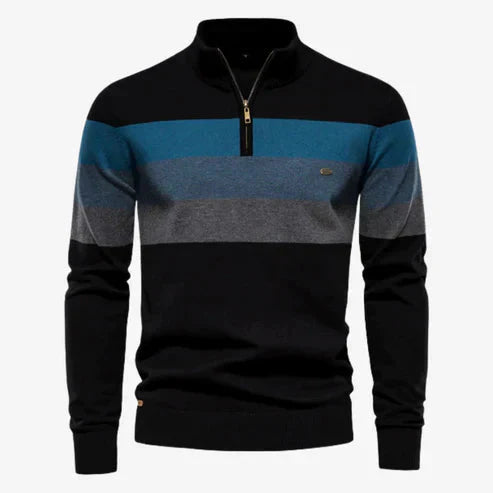 Herren Pullover Langarm Stehkragen Strick - IdealeKleiden