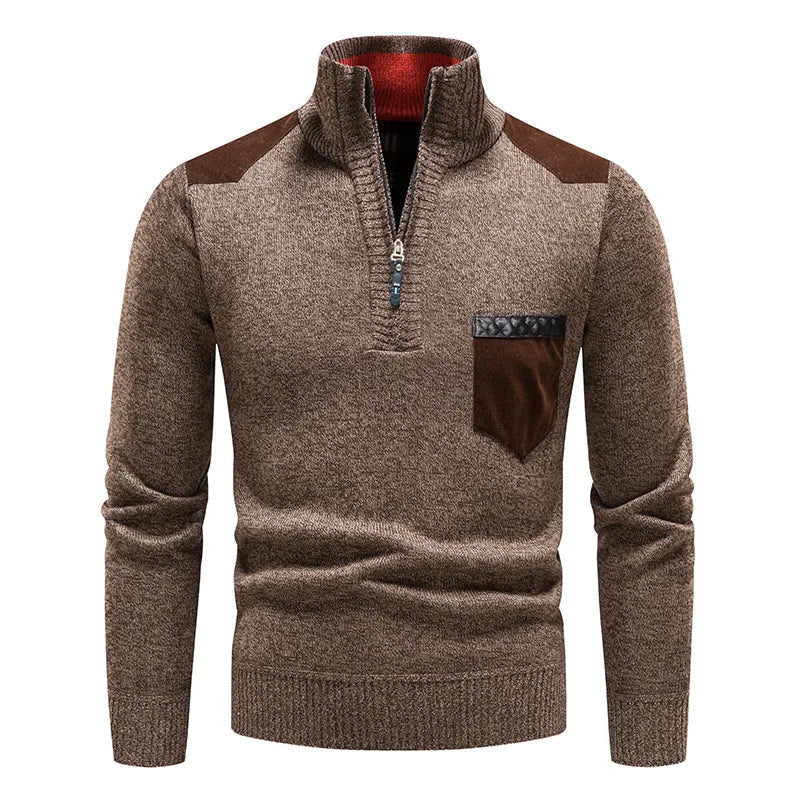 Men's Warm Long Sleeve Half Zip Knitted Sweater