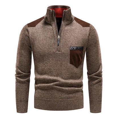 Men's Warm Long Sleeve Half Zip Knitted Sweater