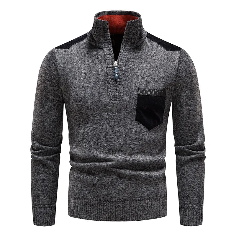 Men's Warm Long Sleeve Half Zip Knitted Sweater