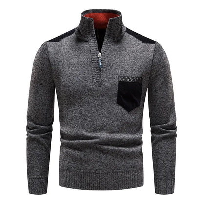 Men's Warm Long Sleeve Half Zip Knitted Sweater
