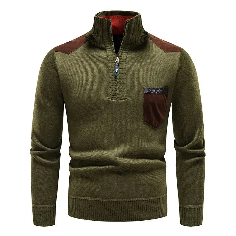 Men's Warm Long Sleeve Half Zip Knitted Sweater