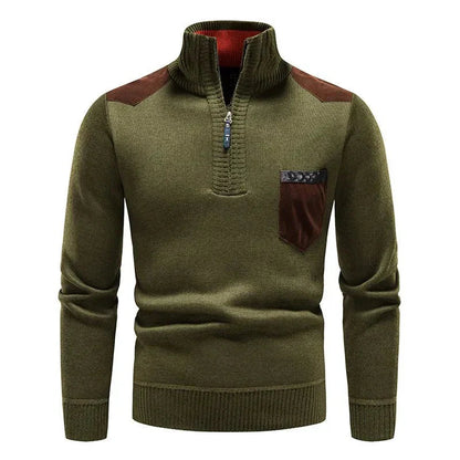 Men's Warm Long Sleeve Half Zip Knitted Sweater