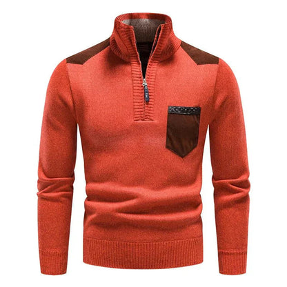 Men's Warm Long Sleeve Half Zip Knitted Sweater