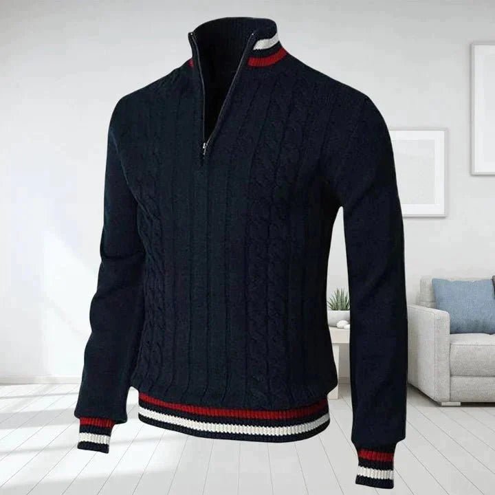 Men's High-Neck Cable Knit Sweater