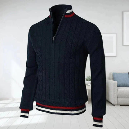 Men's High-Neck Cable Knit Sweater