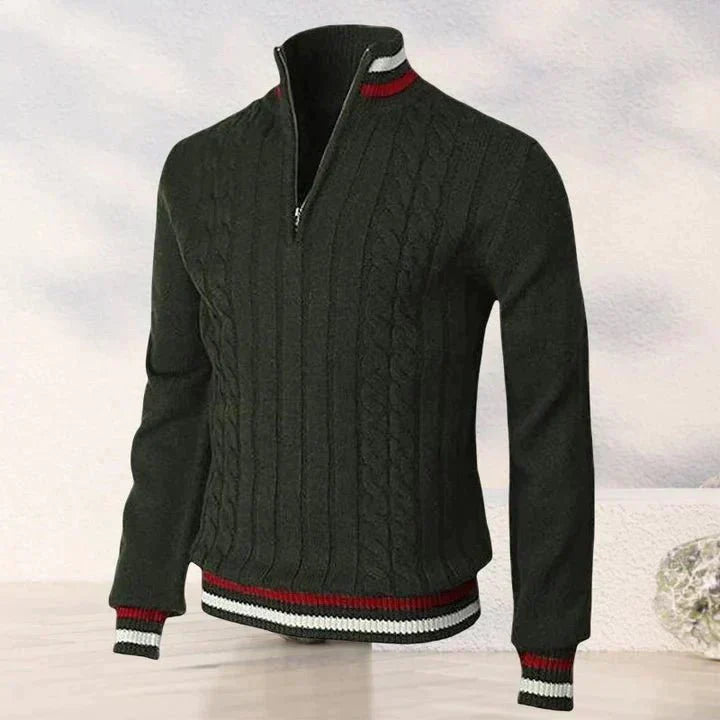 Men's High-Neck Cable Knit Sweater